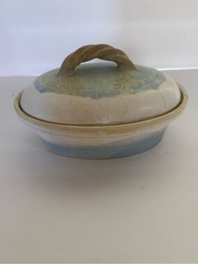 Studio Artisan Pottery Glaze Ceramic Cover And  Dish Signed